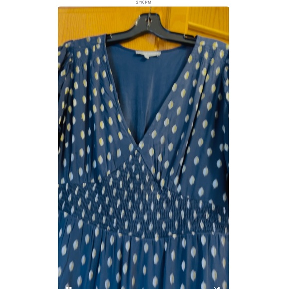 Oliver Bonas  Navy & Gold Metallic on Chiffon - Dress Size 8 - Picture 3 of 11